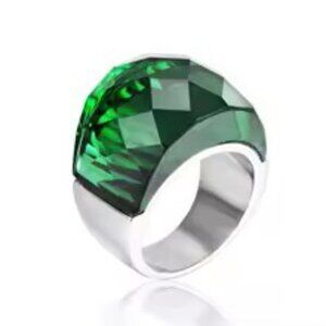 Bold Faceted Nirvana Green Crystal Statement Ring Wide Band Cocktail Ring…